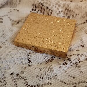 Vintage Gold Textured Mirrored Compact Case with Powder by Germaine Monteil